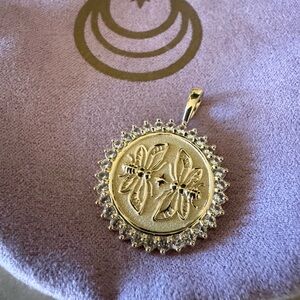 Jane Win Embellished Petite Sisters Forever Coin Pendant